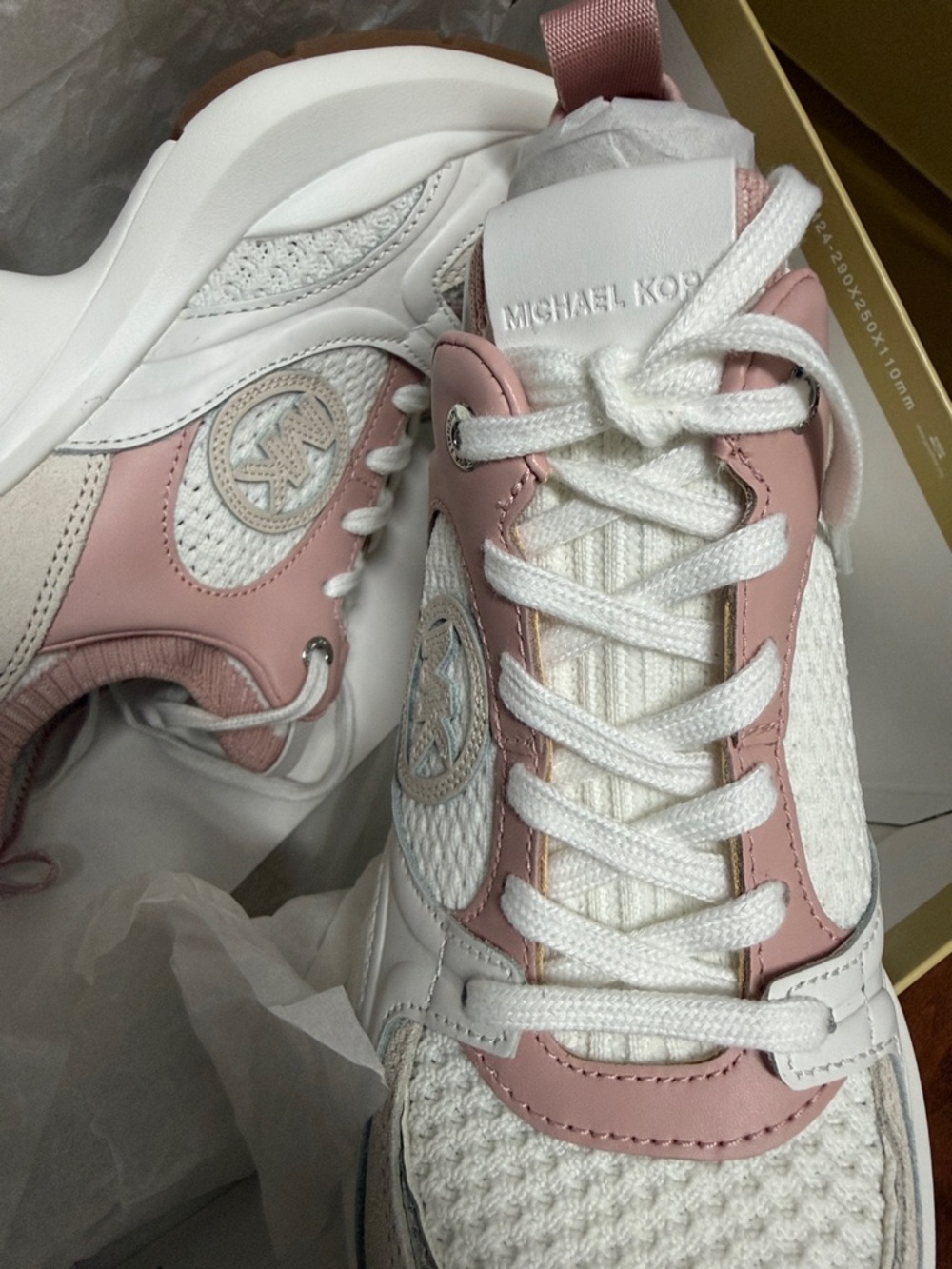 Michael Kors Women’s Zuma Knit Trainers Smokey Rose Size 7 NEW IN BOX - Picture 10 of 12
